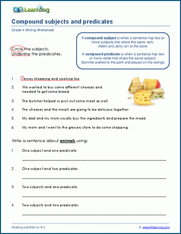 Compound subjects and predicates worksheets | Worsheets library