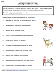 simple and compound subjects and predicates worksheet