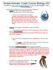 Crash Course Biology Simple Animals - Rebecca Riley.doc - Simple ...