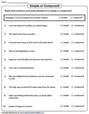 Simple, Compound and Complex Sentences Worksheets