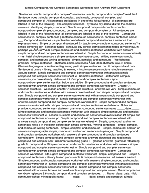 simple compound and complex sentences worksheet pdf with answers