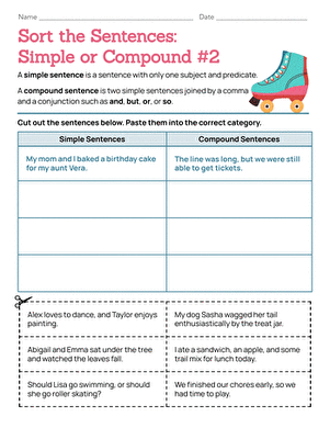 Sort the Sentences: Simple or Compound #2 | Interactive Worksheet ...