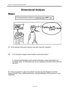 Dimensional Analysis Worksheet for 9th - 10th Grade | Lesson Planet