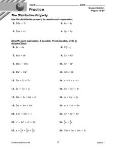 Distributive Property Lesson Plans &  Worksheets :: 97 - 120