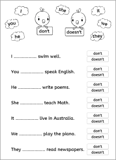 Present simple worksheets | English grammar printables for kids