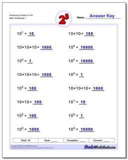 simple exponents worksheet