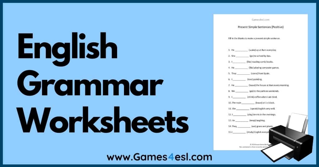 Free English Grammar Worksheets | Games4esl