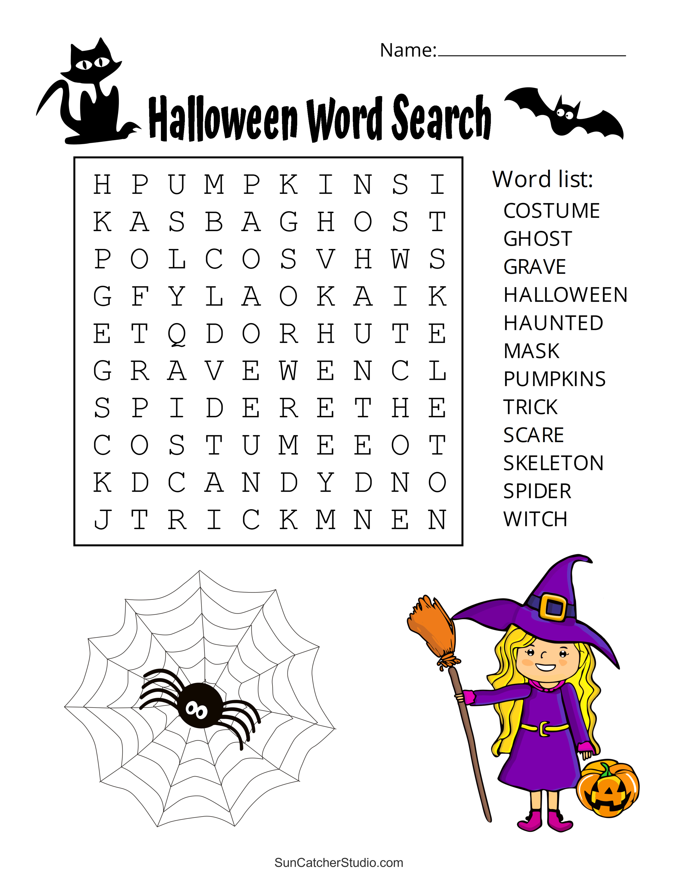 Halloween Word Search (Free Printable Puzzles) - DIY Projects ...
