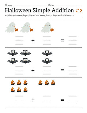 Halloween Simple Addition #2 | Interactive Worksheet 