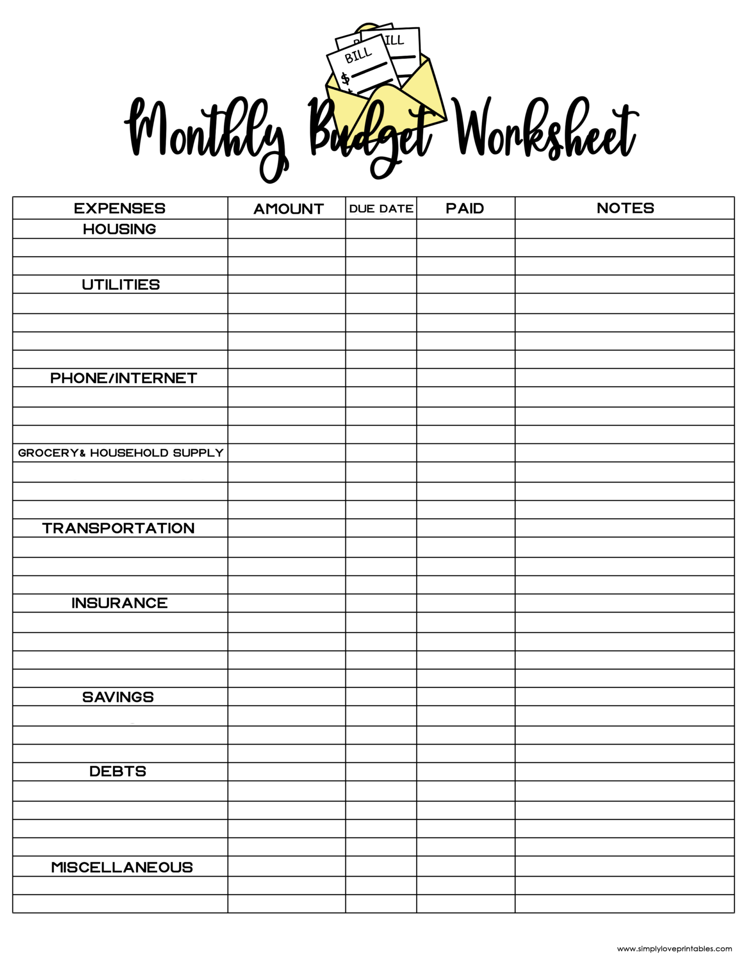 Free Printable Budget Templates | Simply Love Printables