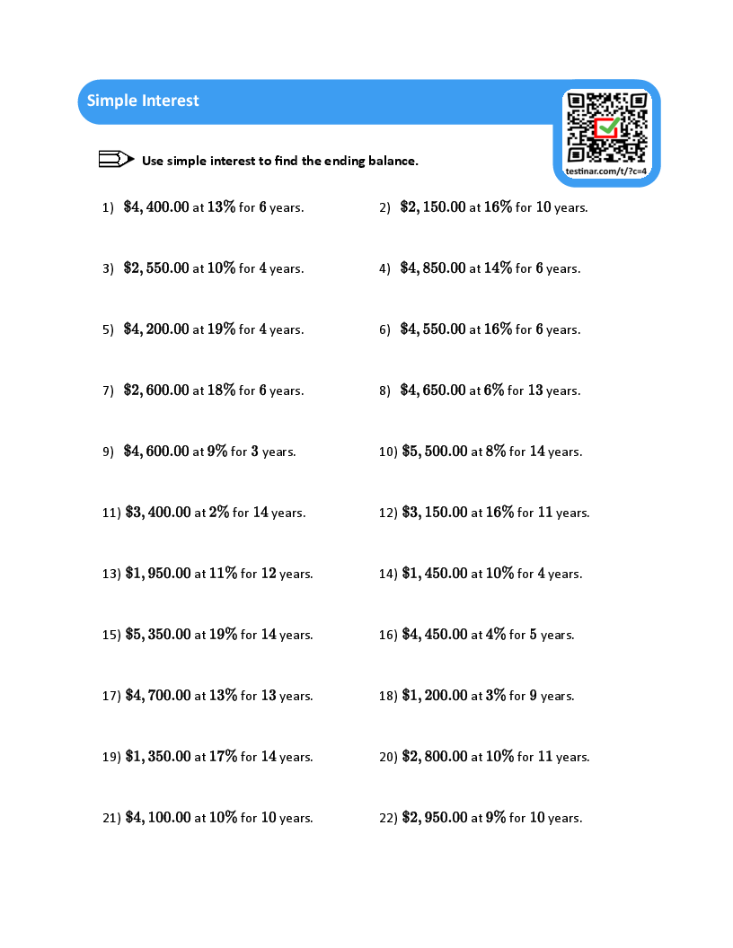 Simple Interest worksheets Worksheets Library