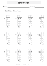 Printable long and tail division worksheets and exercises for ...