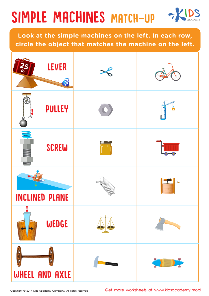 Simple Machines Worksheet: Free PDF Printout for Kids