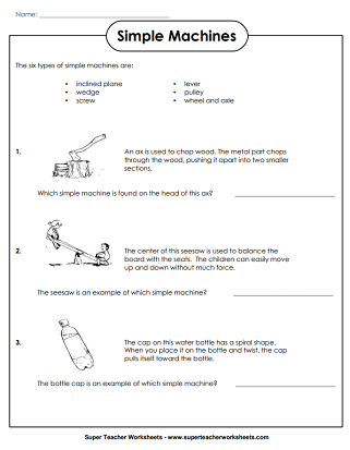 simple machines worksheet answers