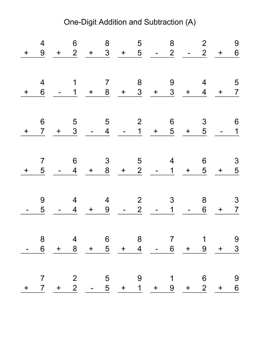 simple math addition and subtraction worksheet