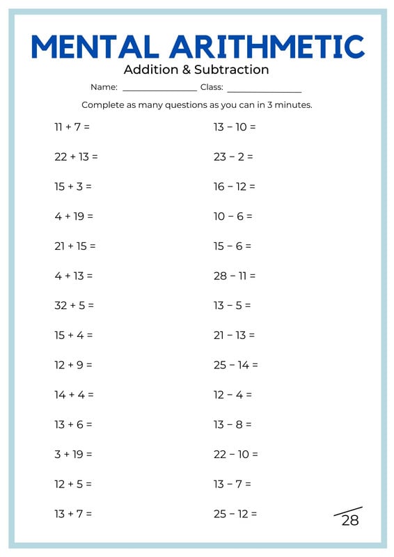 Free, printable, customizable math worksheet templates 