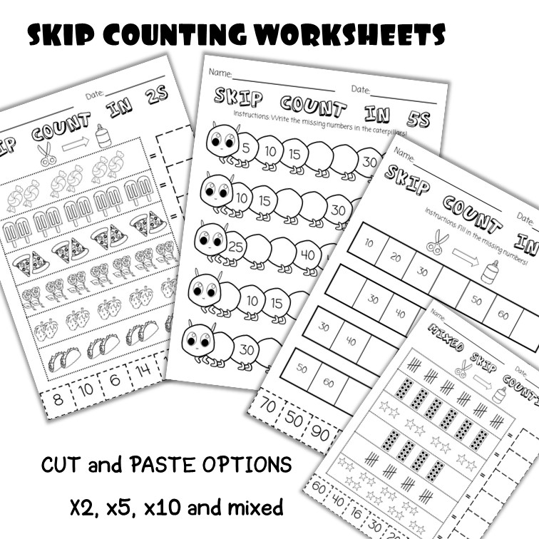 Simple Multiplication Worksheets with pictures - skip counting by ...
