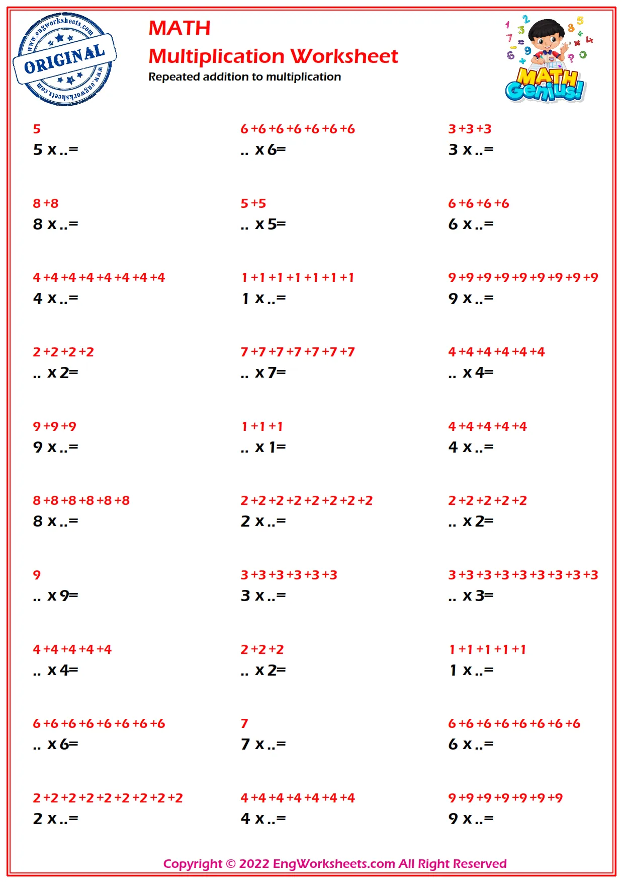Basic Multiplication Worksheets and Exercise - Engworksheets ...
