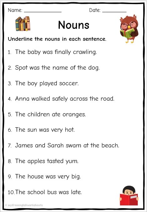 Identifying Noun Worksheets | Free English Printables