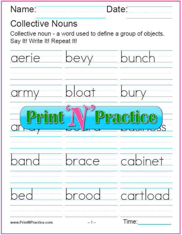 Noun Worksheets ⭐ Common and Proper, Abstract, Collective, Plural