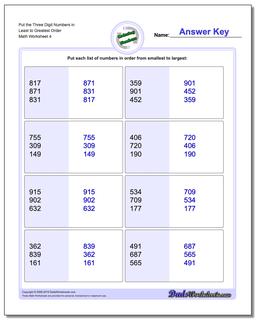 Ordering Numbers: Least to Greatest Ordering