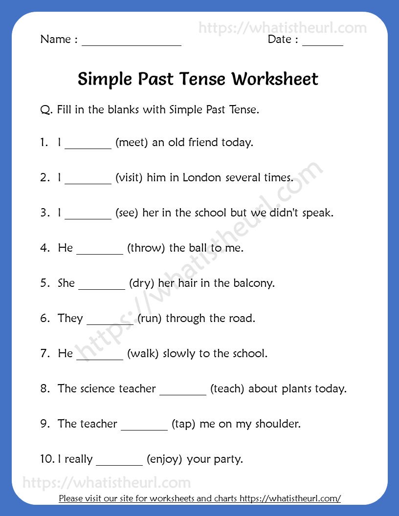 Simple Past Tense Worksheets For 5th Grade - Your Home Teacher