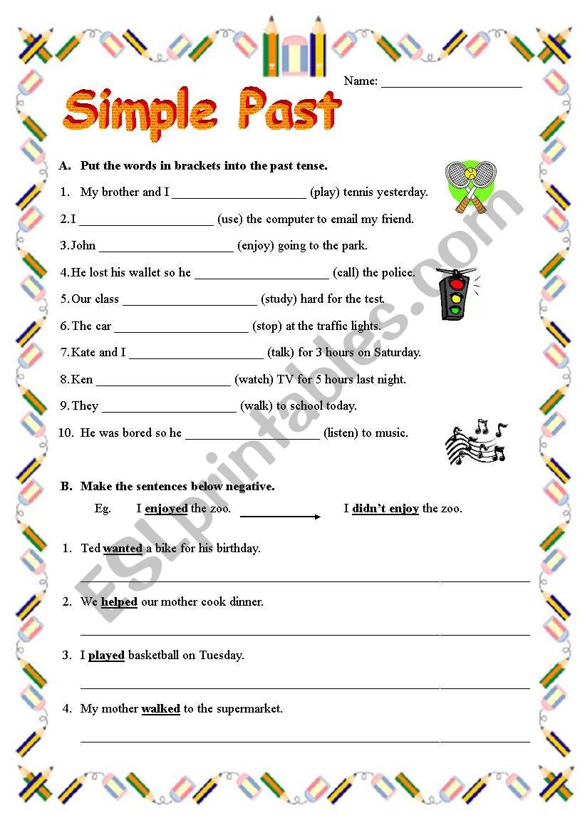 Simple Past Tense - ESL worksheet by rennayf
