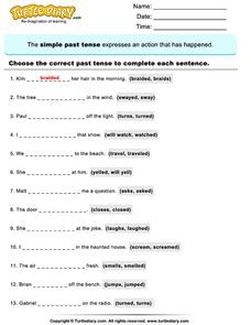 simple past tenses worksheet