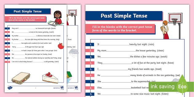 simple past tenses worksheet