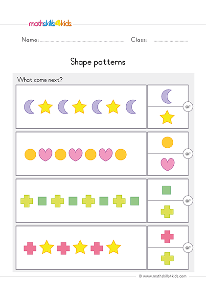 Fun and easy pattern worksheets for preschool kids