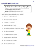 Subject and Predicate Worksheets