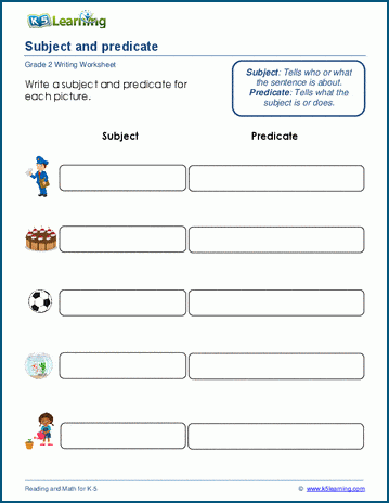 Subjects and predicates worksheets | Worsheets library
