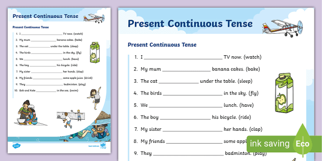 simple present and present progressive worksheet