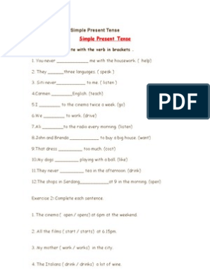 simple present tense worksheet pdf