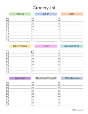 Grocery List Template | Free Printable
