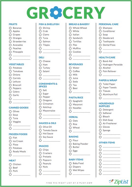 ▷ Printable Grocery List Templates in PDF &  WORD【FREE】