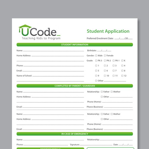 Simple 1-page application form in indesign for print|Wettbewerb in ...