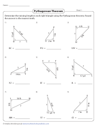 Pythagorean Theorem Worksheets