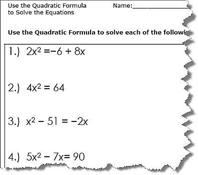 Use the Quadratic Formula to solve the equations. Quadratic ...