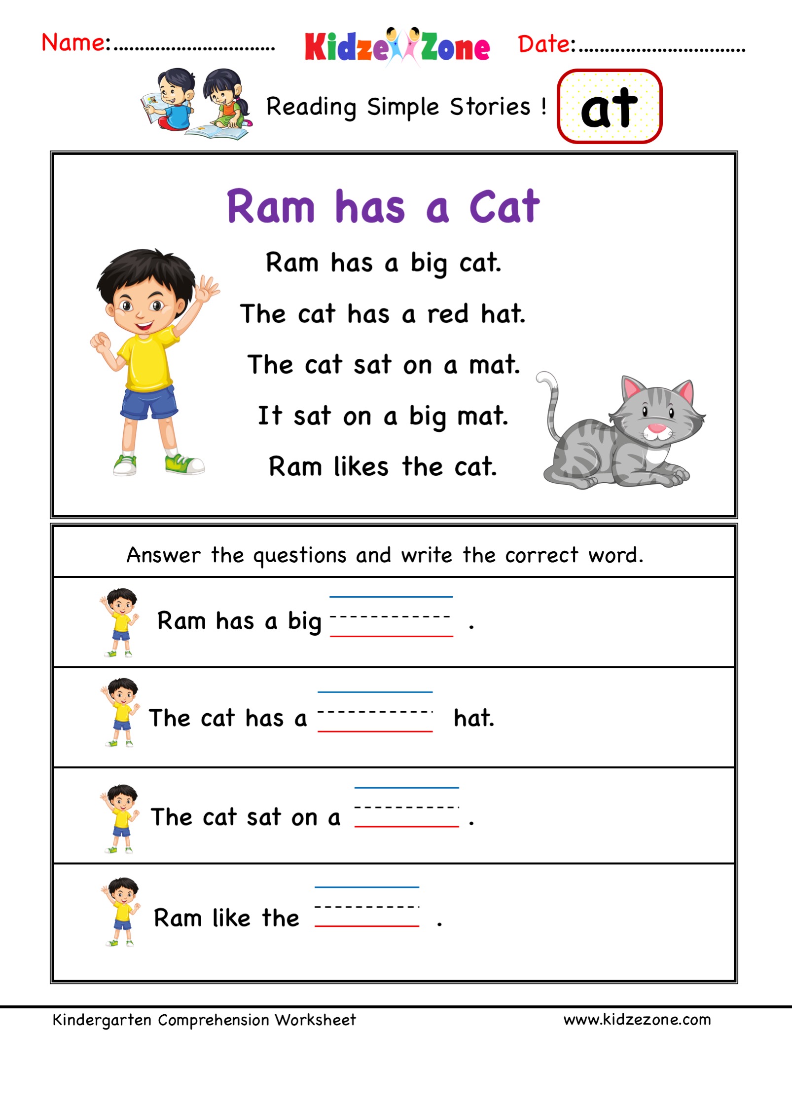 simple reading comprehension worksheet
