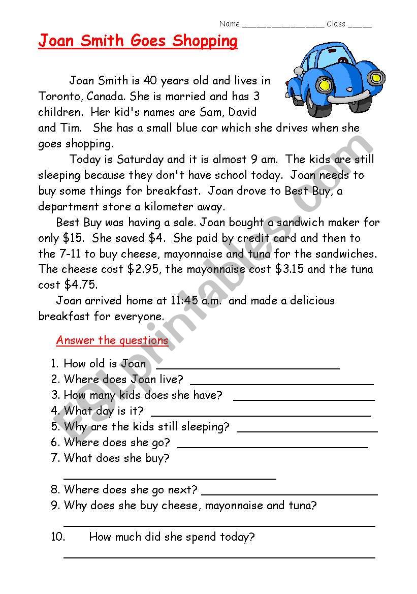 Easy reading - ESL worksheet by eng789