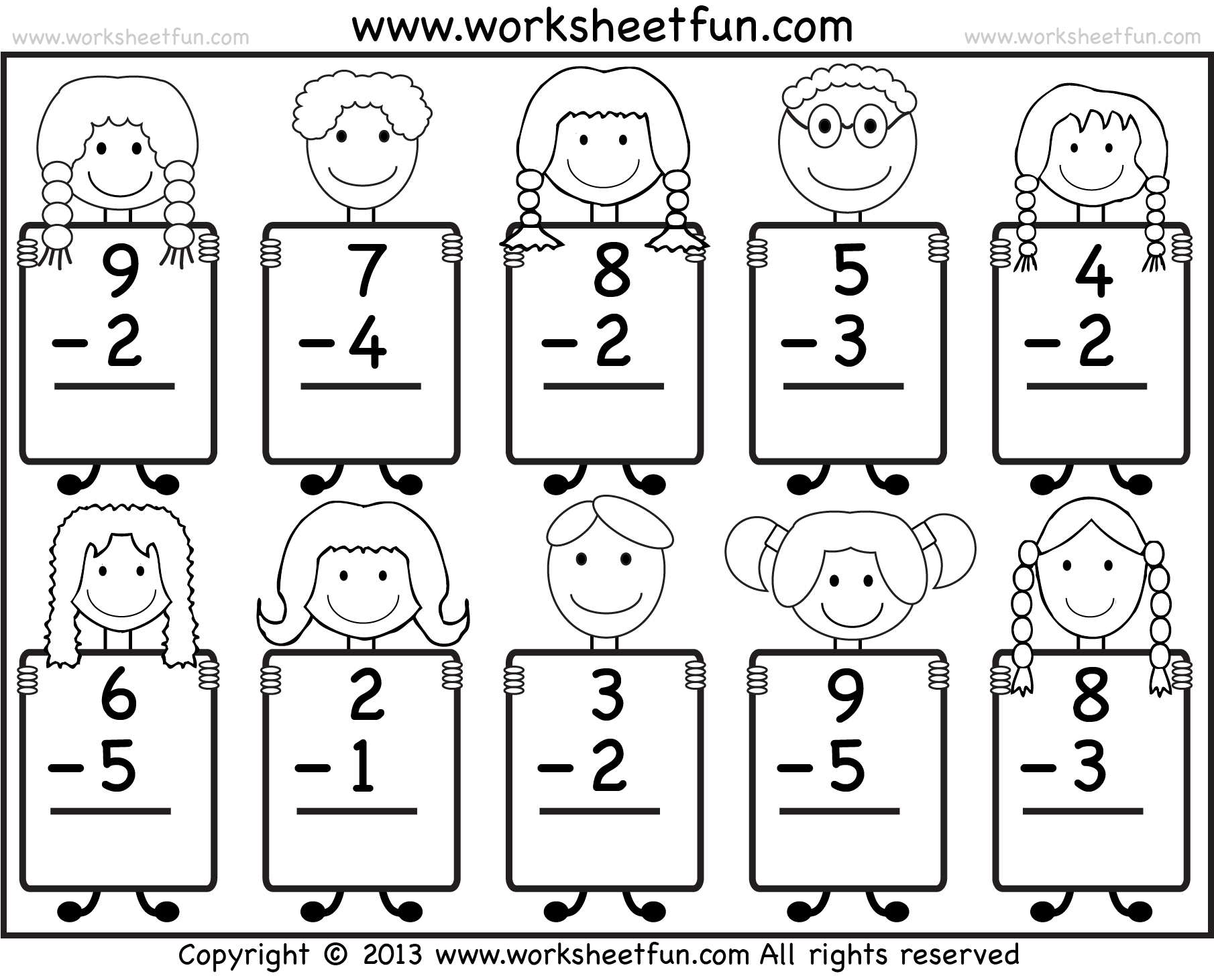 simple subtraction worksheet free printable