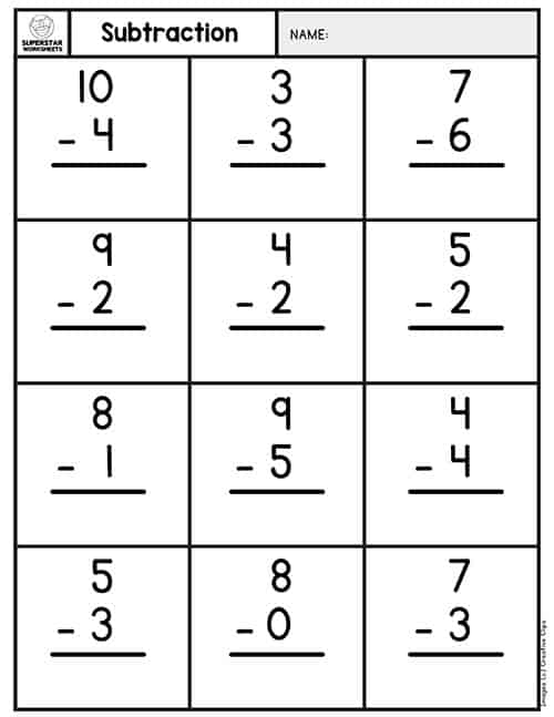 Subtraction Worksheets -Worksheets Library