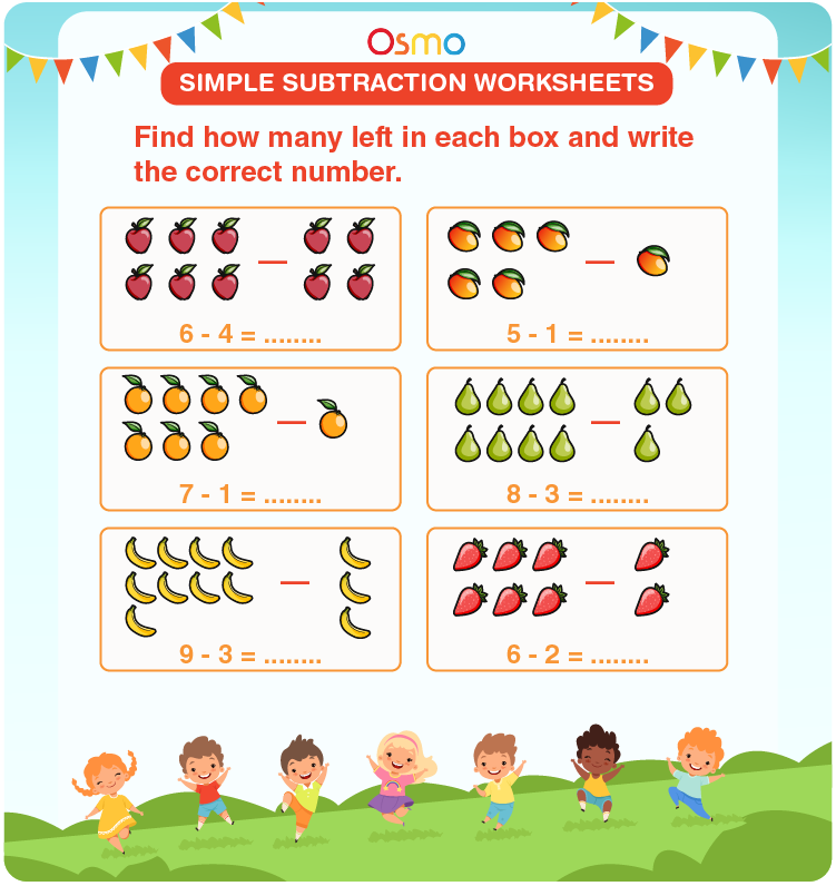 Simple Subtraction Worksheets For Kindergarten