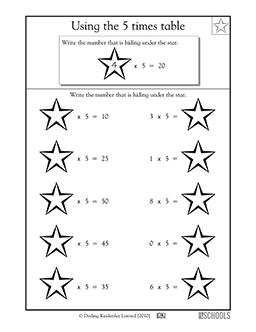 Using the 5 times tables | 3rd grade Math Worksheet | GreatSchools