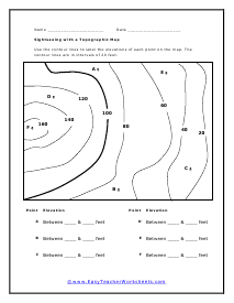 simple topographic map worksheet