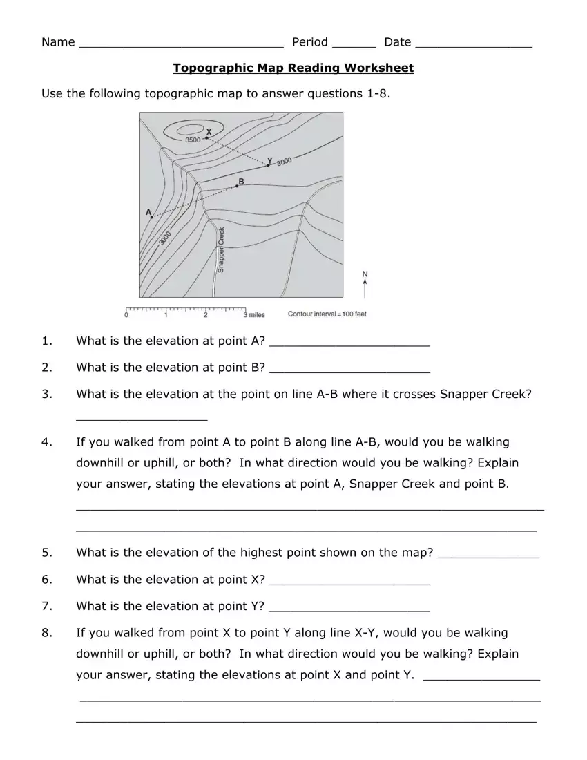 simple topographic map worksheet