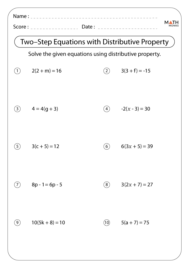 Two Step Equations Worksheets - Math Monks