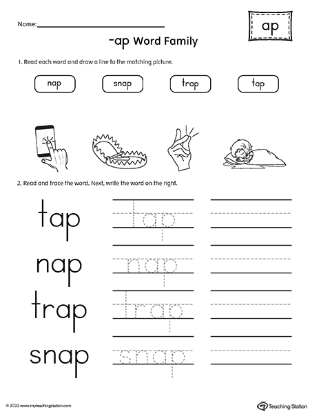 FREE* AP Word Family Match Pictures and Write Simple Words ...