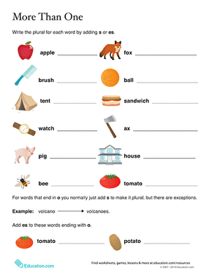 Singular Nouns to Plural Nouns | Worksheet 